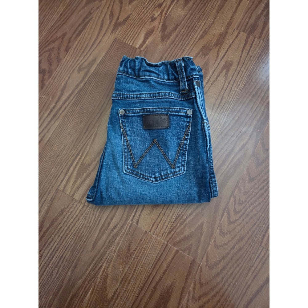 Wrangler Retro Boys Slim Straight Leg Jeans Medium Wash Denim Adjustable Waist
